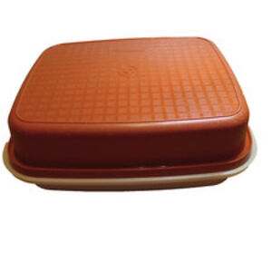 Vintage Tupperware Orange White Meat Marinade Container With Lid